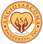Angiosarcoma awareness logo with hands holding a heart representing support and hope.